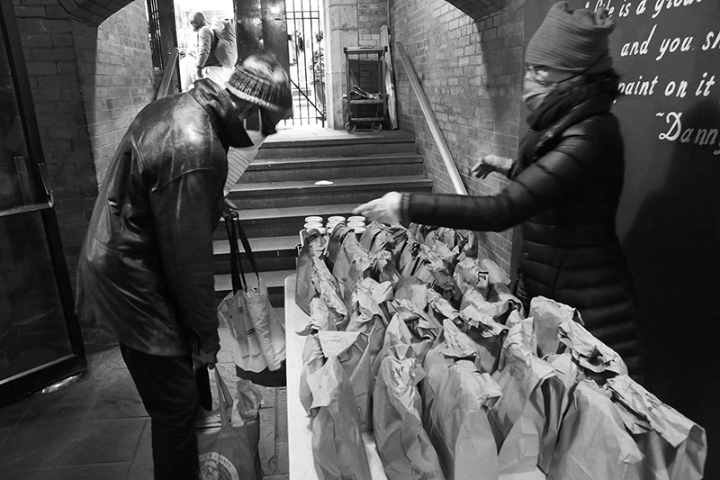 Soup Kitchen : St Luke's Lutheran Church : Hell's Kitchen : 2020 : Food Lines : Seventh Day Adventists Help the Needy : Streetlife : New York City : Times Square : Richard Moore : Photographer : Photojournalist